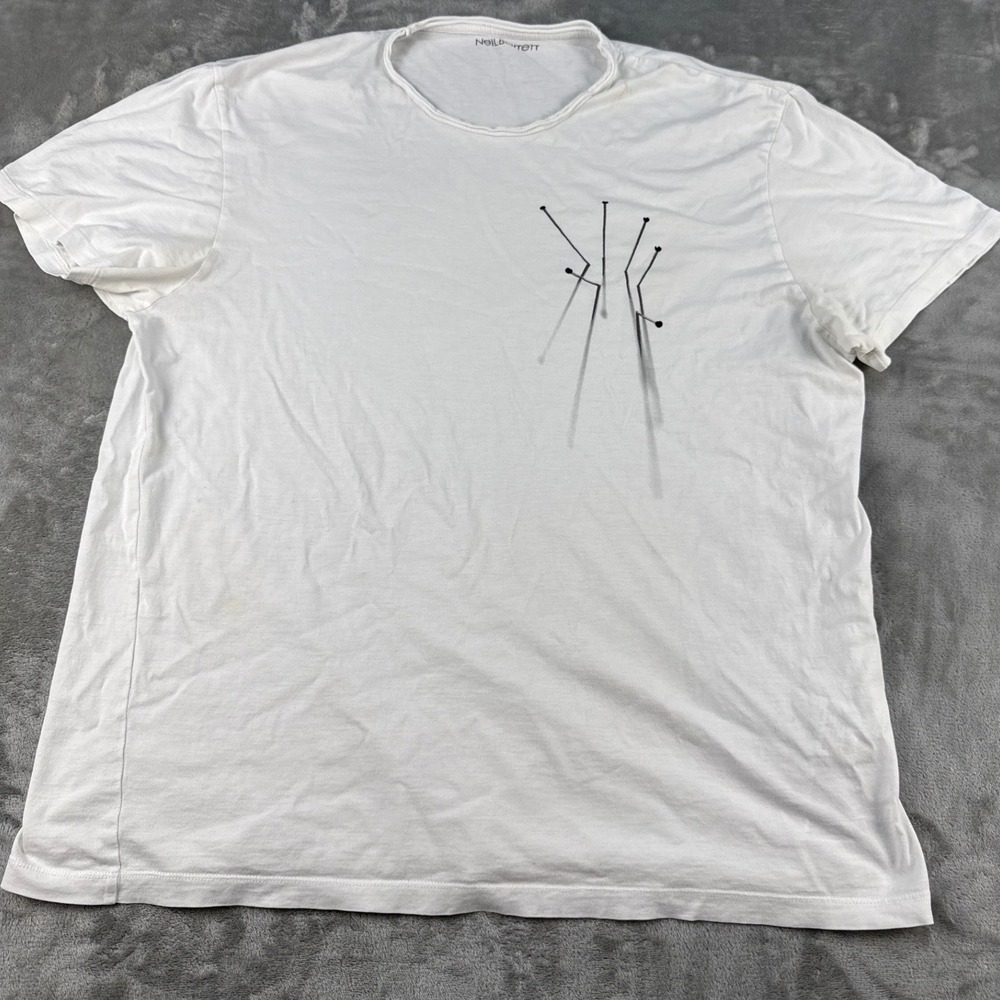 Neil Barrett T-Shirt Mens XL White Graphic Short Sleeve Cotton